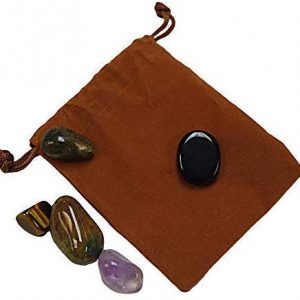 Labradorite, Amethyst, Bloodstone, Obsidian & Tiger Eye Stones with Bag