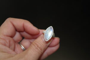 sterling silver rainbow moonstone ring