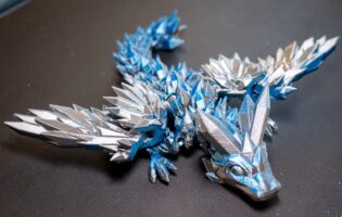 silver and blue dragon