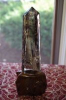 smoky citrine in a wood base