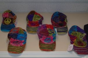 A variety of hats- these are the ones made in Nepal and are connected with Fair Trade so it employs women there.